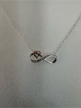 Kohl's Silver Infinity Necklace with Rose Gold Heart Accent